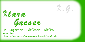 klara gacser business card